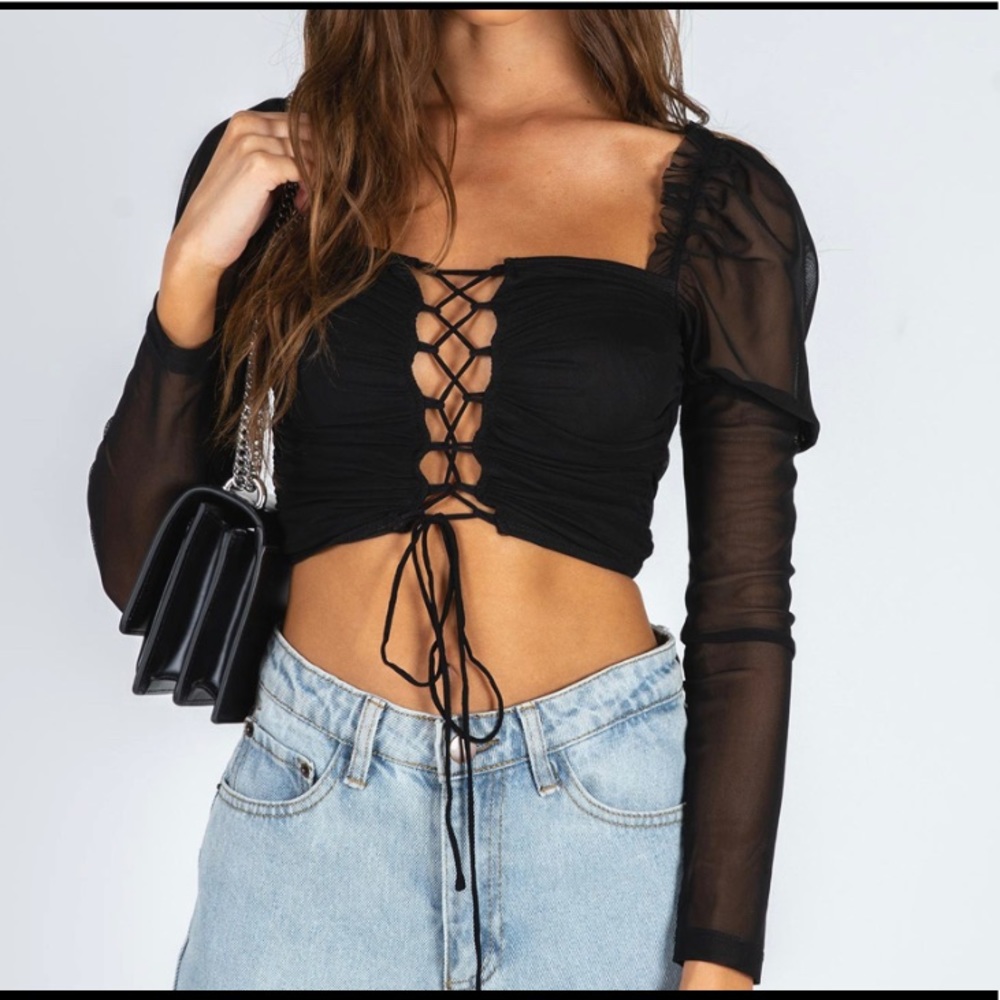 Princess Polly Nola Rain top in black